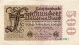 GERMANY - 500 MILLIONEN  MARK 1923 - Wor:P-110c, Ros:R-109b.2 - XF - 500 Mio. Mark