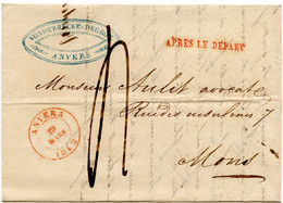 BELGIQUE - ANVERS + APRES LE DEPART SUR LETTRE AVEC CORRESPONDANCE, 1842 - 1830-1849 (Belgio Indipendente)