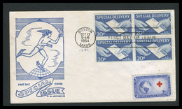 USA - FDC 1954  -  QUARTINA -  SPECIAL DELIVERY - 1951-1960