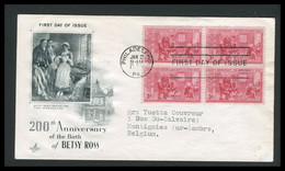 USA - FDC 1952  -  QUARTINA -  BETSY ROSS   FLAG - 1951-1960
