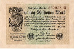 GERMANIA  - 20  MILLIONEN  MARK  1923 -  P-108c.4 - XF - 20 Miljoen Mark