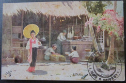 Birmanie Burma Burmese Village Shop Cpa Cachet Poste  Armée - Myanmar (Birma)