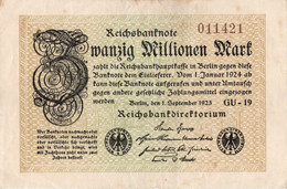 GERMANIA  - 20  MILLIONEN  MARK  1923 -  Wor:P-108e, Ros:R-107g - XF - 20 Miljoen Mark