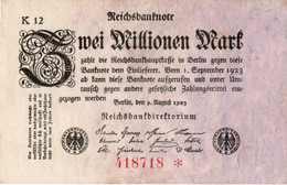 GERMANY- 2 MILLIONEN MARK 1923 -  P-103a.4 - 2 Miljoen Mark