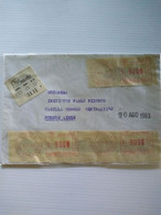 Argentina Reg Cover 1983.frama*5 Label.inflation.from Las Heras Santa Cruz.to Bsaires E7 Reg Post Conmems - Storia Postale