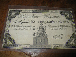 BEL ASSIGNAT DE 50 LIVRES DECEMBRE 1792 MONNAIE REVOLUTION DOMAINES NATIONAUX - Assignats