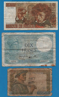 LOT BILLETS 3 BANKNOTES: FRANCE 10 FRANCS 1940 - 1976 - Vrac - Billets