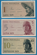 LOT BILLETS 5 BANKNOTES: INDONESIA 1+5+10+25+50 SEN 1964 - Lots & Kiloware - Banknotes