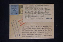 FRANCE - Enveloppe Hors Sac -Gréve Des PTT De Saumur En 1953  - L 126757 - Documentos