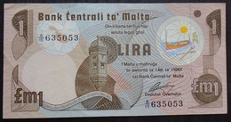MALTA , P 34b, 1 Lira , L 1967 (1979) , Almost UNC Presque Neuf , WITH Blind Dot - Malta