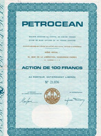 Petrocean  : Action De 100 Francs - Pétrole