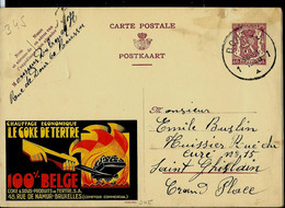 Publibel Obl. N° 345 ( Coke De Tertre - 100% Belge - Charbons - énergie Fossile) Obl. BOUSSU - 1 - 23/03/1939 - Publibels