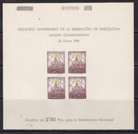 España - Barcelona - 1941 - HB 29s - Nuevo - Variedad Sin Color Rojo Y Amarillo Muy Desplazado A La Derecha - Barcelona