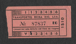 Portugal Transportes Beira Rio Cova Da Piedade Cacilhas Almada Billet Autocar Ancienne Bus Ticket - Europa