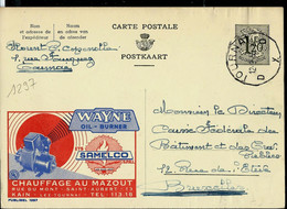 Publibel Obl. N° 1297 ( Chauffage Au Mazout - WAYNE Oil-Burner - Kain) Obl. TOURNAI  - D X D - 1956 - Publibels