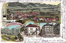 Souvenir De Grandvillard  Litho Guggenheim Epicerie Hôtel Bonavaux Et Vanil Noir Gruyère Intyamon - Grandvillard