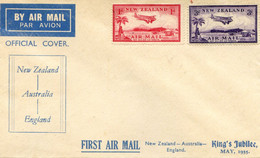 New Zealand - Australia - England - First Air Mail - King's Jubilee May 1935 - Luchtpost