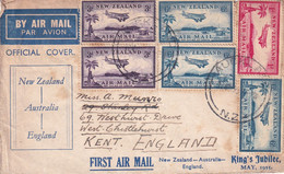 NEW ZEALAND 1935 GEORGE V JUBILEEE FDC COVER. - Briefe U. Dokumente