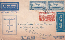 NEW ZEALAND 1935 GEORGE V JUBILEEE FDC COVER. - Briefe U. Dokumente