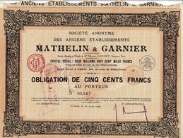 - Obligation De 1929 - Société Anonyme Des Anciens Etablissements Mathelin & Garnier - - Industrie