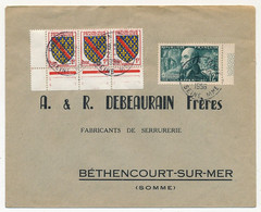 FRANCE - Env. Affr Composé 12F APPERT + 3 X 1F Blason Bourbonnais, Obl Rouen Gare 1956 - Briefe U. Dokumente