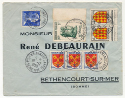 FRANCE - Env. Affr Composé 8F Pétrarque + 20F Muller + Blasons... Obl Rouen 1958 - Lettres & Documents