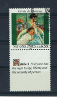 NATIONS UNIES 1989 DROITS De L'HOMME Article 3 Sur Vignette Attachée 1 Timbre Seul >> Catégorie à Confirmer ?? - Used Stamps