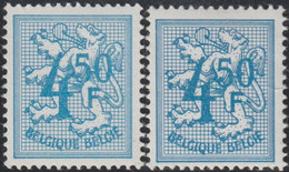 Belgique 1974 COB 1745 Et 1745a. Chiffre Sur Lion Héraldique, Bleu Et Bleu Clair - 1951-1975 Heraldic Lion