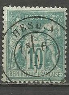 France - Type Sage - Type I (N Sous B) - N°65 10c. Vert - Obl. HESDIN (Pas-de-Calais) - 1876-1878 Sage (Typ I)