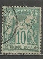 France - Type Sage - Type I (N Sous B) - N°65 10c. Vert - Obl. - Curiosité : Tache Blanche Entourée De Couleur - 1876-1878 Sage (Type I)