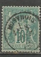 France - Type Sage - Type I (N Sous B) - N°65 10c. Vert - Obl. MONTHOIS (Ardennes) - 1876-1878 Sage (Typ I)