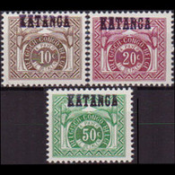 KATANGA 1960 - Scott# J7A-C Numeral Opt. Set Of 3 MNH - Katanga