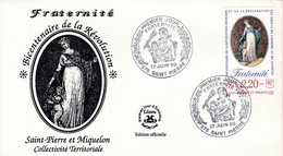 St Pierre & Miquelon PREMIER JOUR FDC 1989 500 Fraternité - FDC