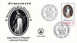 St Pierre & Miquelon PREMIER JOUR FDC 1989 500 Fraternité - FDC