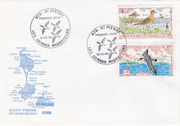 St Pierre & Miquelon PREMIER JOUR FDC 1993 PA72 73 Oiseau Grands Migrateurs - FDC