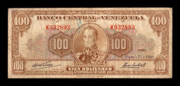 Venezuela 100 Bolívares Simón Bolívar 3.11.1960 Pick 34d T. 893 BC F - Venezuela