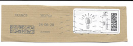 VIGNETTE D'AFFRANCHISSEMENT, MON TIMBRE EN LIGNE SUR FRAGMENT 2020, OBLITÉRÉE - 1999-2009 Illustrated Franking Labels