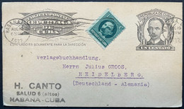 Cuba 1922 Uprated   Postal Card Habana 19.8.1922 To Heidelberg, Germany - Briefe U. Dokumente