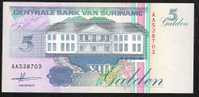 SURINAM P136a 5 GULDEN 1991 #AA      UNC. - Suriname