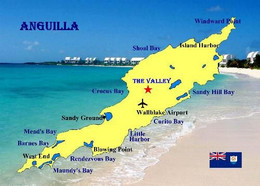 Anguilla Island Map New Postcard I* Carte Geographique * Landkarte - Altri