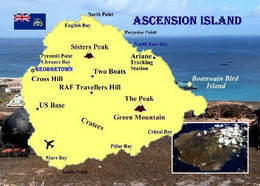 Ascension Island Map New Postcard * Carte Geographique * Landkarte - Isla Ascensión