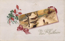 CPA ViVE Sainte Catherine - Noeud Et Village Enneigé - Carte En Relief - - Saint-Catherine's Day