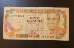 A4 ZAMBIA  BILLETS DU MONDE WORLD BANKNOTES  5 KWACHA - Zambie