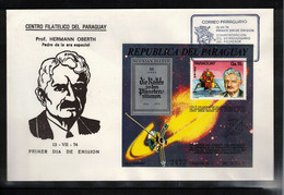 Paraguay 1974 Space / Raumfahrt Dr.Hermann Oberth Block FDC - América Del Sur