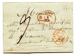 BELGIQUE - CAD MONS + BOITE D SUR LETTRE AVEC TEXTE DE PATURAGES  POUR LA FRANCE, 1842 - 1830-1849 (Unabhängiges Belgien)