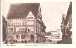 NORDHAUSEN Harz Sparkasse Gebäude Mit Kornmarkt Belebt Bahnpost HALLE KASSEL ZUG 377 7.7.1943 - Nordhausen