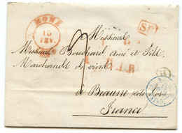 BELGIQUE - CAD MONS + BOITE H + SR SUR LETTRE AVEC TEXTE DE PATURAGES POUR LA FRANCE, 1839 - 1830-1849 (Belgio Indipendente)