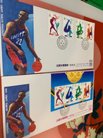 Hong Kong Stamp Olympic Basketball X2 FDC - Brieven En Documenten