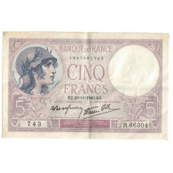 France, 5 Francs, Violet, 1940, R.66304, TTB+, Fayette:4.11, KM:83 - 5 F 1917-1940 ''Violet''