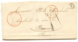 BELGIQUE - CAD MONS + BOITE S SUR LETTRE AVEC CORRESPONDANCE DE PATURAGES POUR LA FRANCE, 1842 - 1830-1849 (Belgio Indipendente)